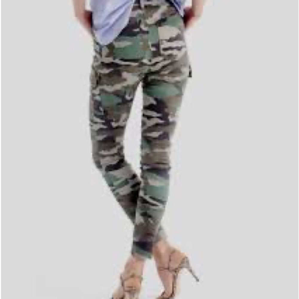 J Crew Camouflage Green, 29 Tall, Toothpick Cargo Pants
